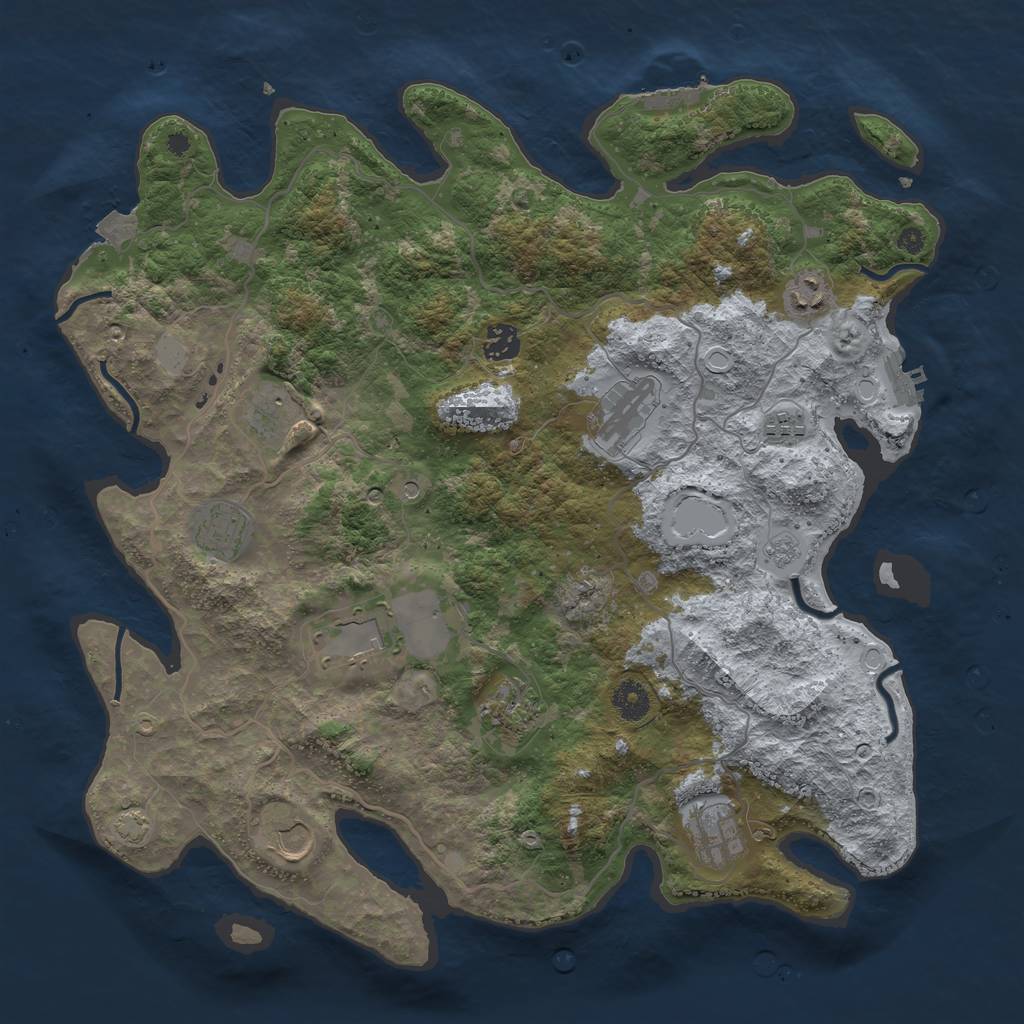 Rust Map: Procedural Map, Size: 4000, Seed: 1110582509, 18 Monuments