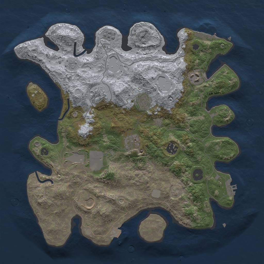 Rust Map: Procedural Map, Size: 3500, Seed: 847422350, 16 Monuments