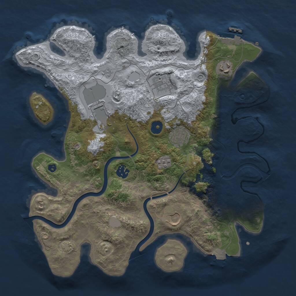 Rust Map: Procedural Map, Size: 3500, Seed: 847422350, 12 Monuments