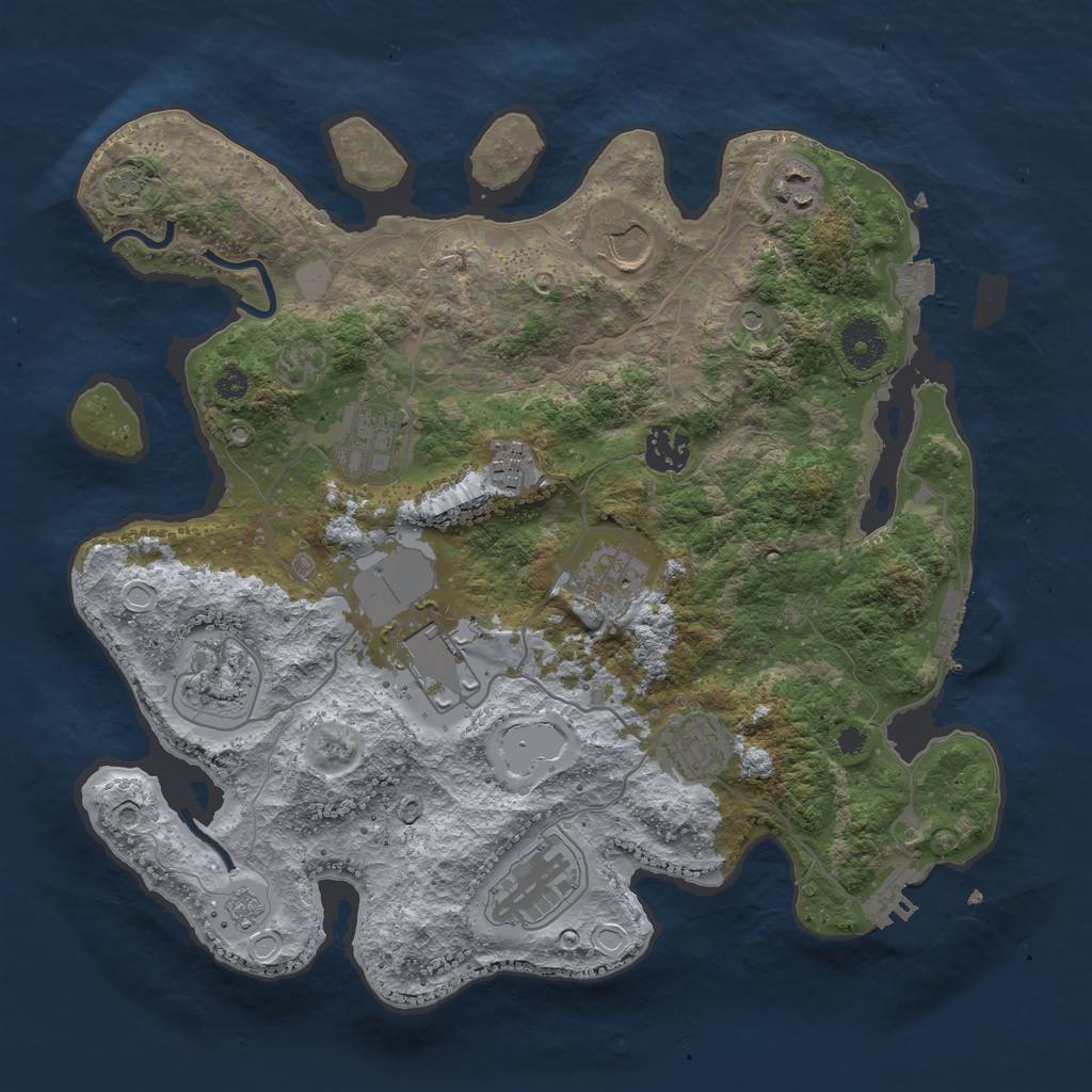 Rust Map: Procedural Map, Size: 3500, Seed: 1747059206, 18 Monuments