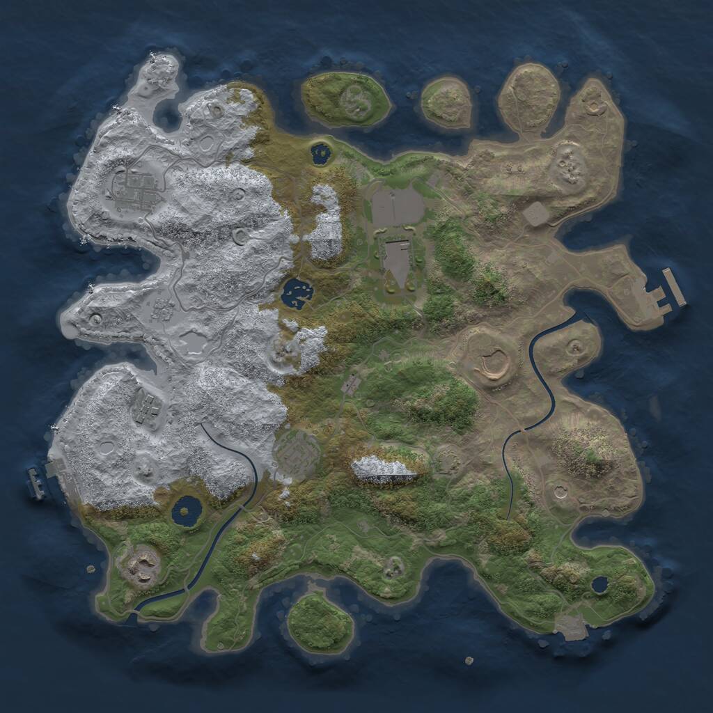 Rust Map: Procedural Map, Size: 3550, Seed: 7081294, 13 Monuments