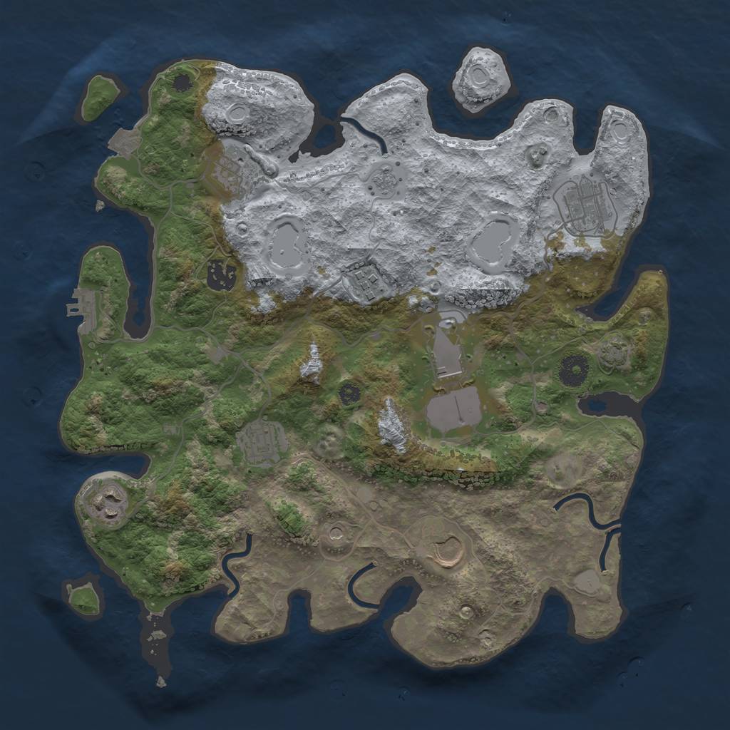 Rust Map: Procedural Map, Size: 3500, Seed: 55305100, 15 Monuments