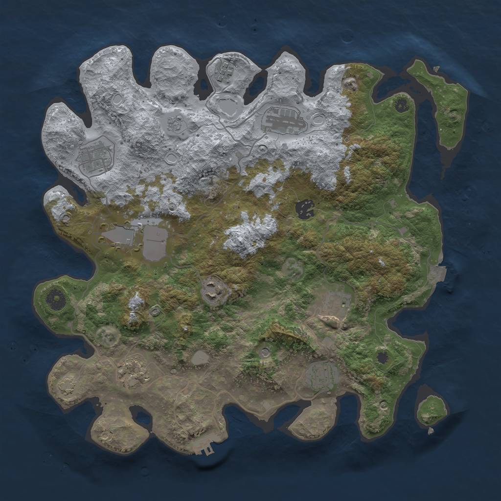 Rust Map: Procedural Map, Size: 3750, Seed: 18171646, 16 Monuments