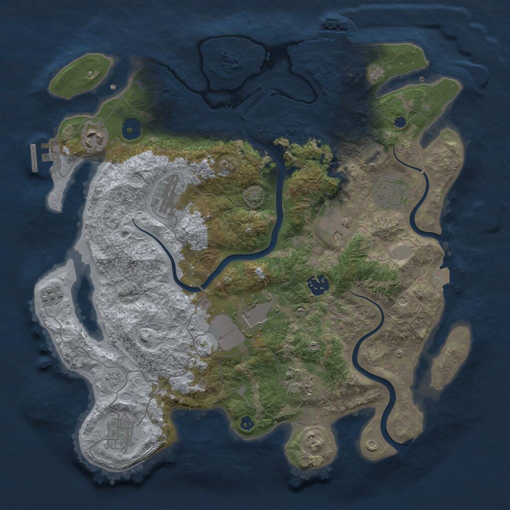 Rust Map: Procedural Map, Size: 3700, Seed: 26926260, 15 Monuments