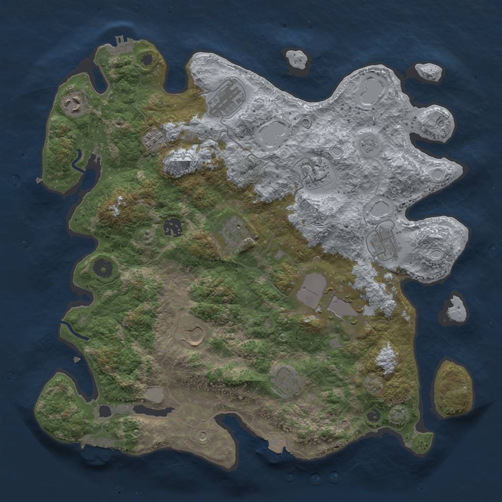 Rust Map: Procedural Map, Size: 3900, Seed: 52571562, 18 Monuments