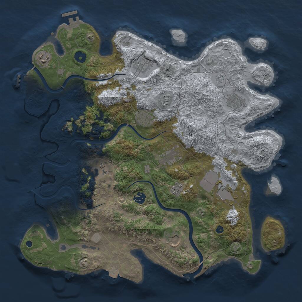 Rust Map: Procedural Map, Size: 3900, Seed: 52571562, 16 Monuments