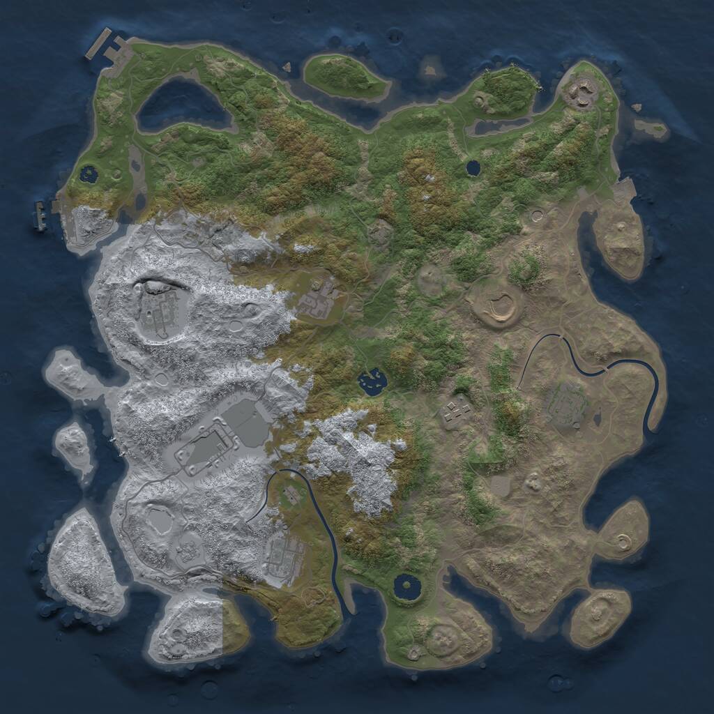 Rust Map: Procedural Map, Size: 3950, Seed: 35789583, 15 Monuments