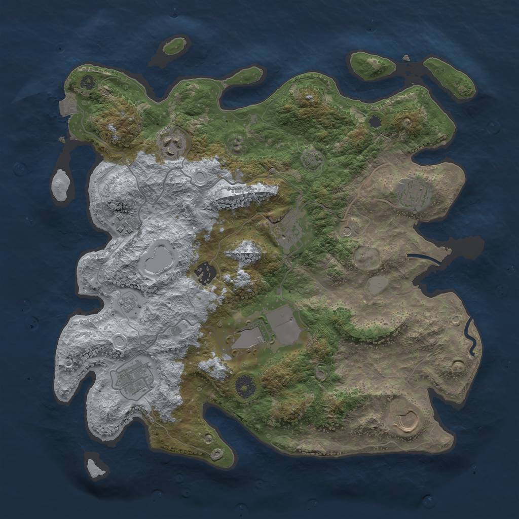 Rust Map: Procedural Map, Size: 3650, Seed: 13001918, 14 Monuments