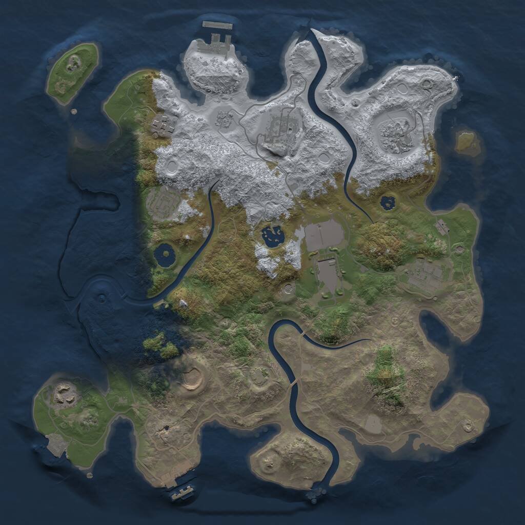 Rust Map: Procedural Map, Size: 3550, Seed: 52390926, 15 Monuments
