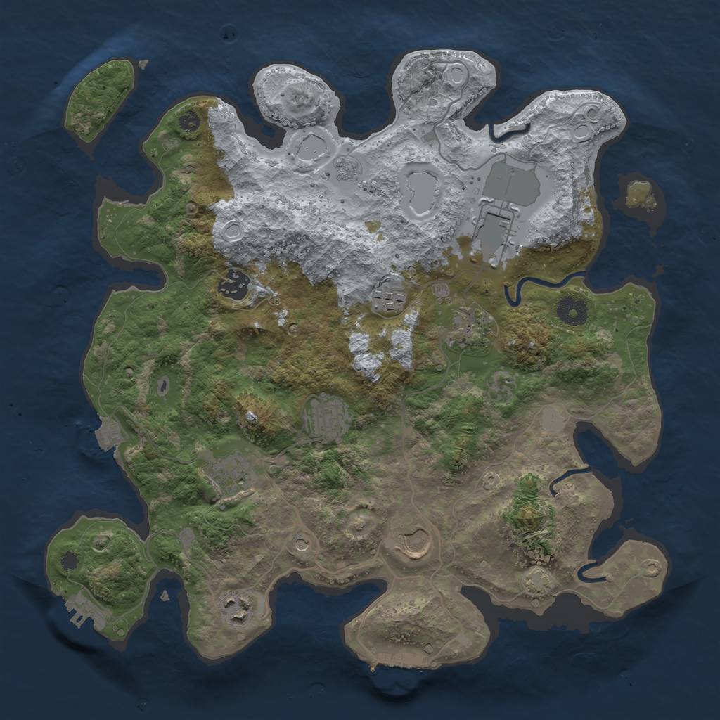 Rust Map: Procedural Map, Size: 3550, Seed: 52390926, 16 Monuments