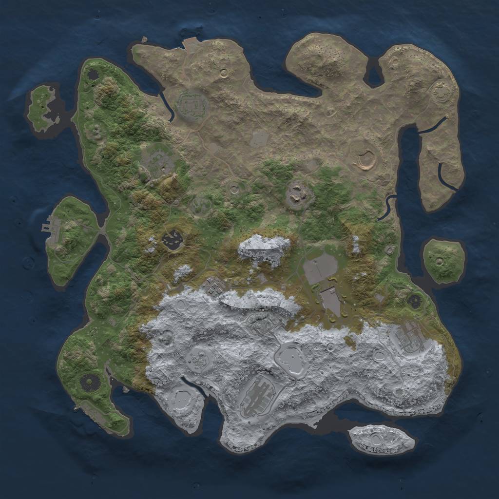 Rust Map: Procedural Map, Size: 3850, Seed: 20382120, 17 Monuments
