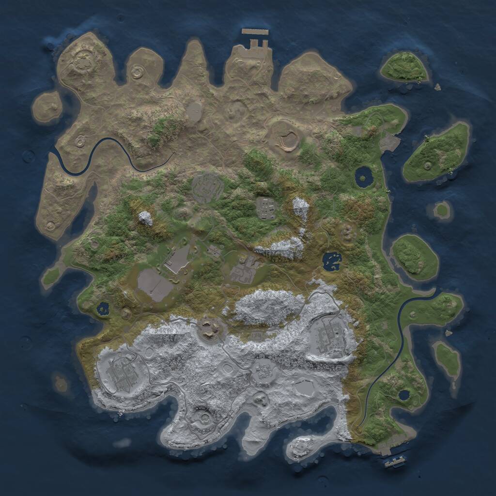 Rust Map: Procedural Map, Size: 3750, Seed: 58483984, 15 Monuments