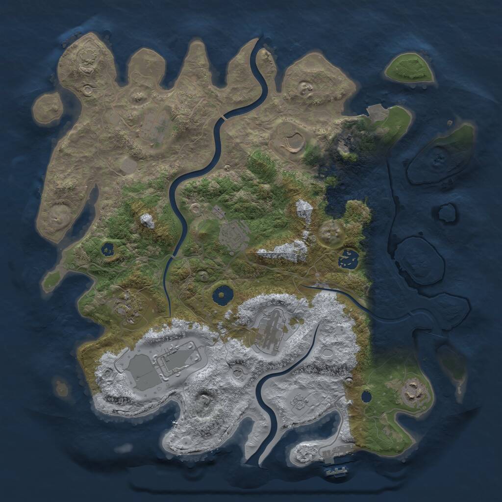 Rust Map: Procedural Map, Size: 3750, Seed: 58483984, 14 Monuments