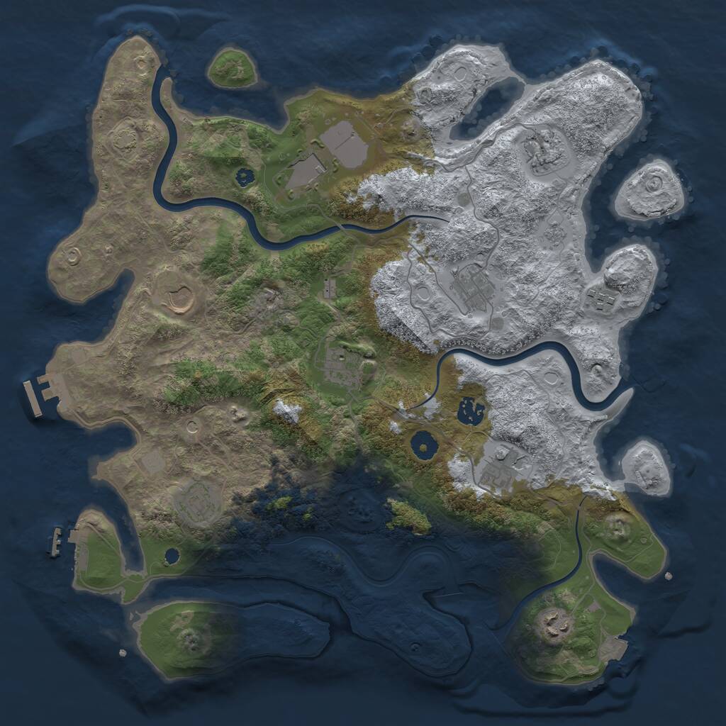 Rust Map: Procedural Map, Size: 3950, Seed: 13881466, 16 Monuments