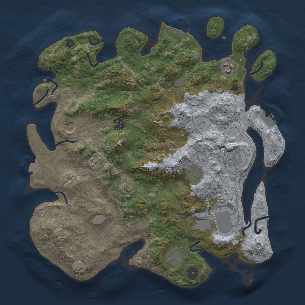 Rust Map: Procedural Map, Size: 3800, Seed: 30774596, 17 Monuments