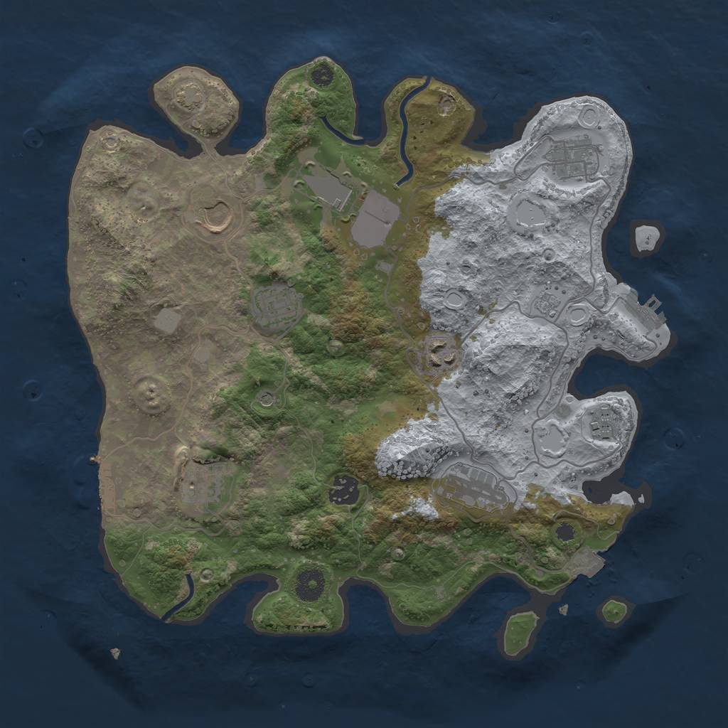 Rust Map: Procedural Map, Size: 3500, Seed: 5215819, 17 Monuments