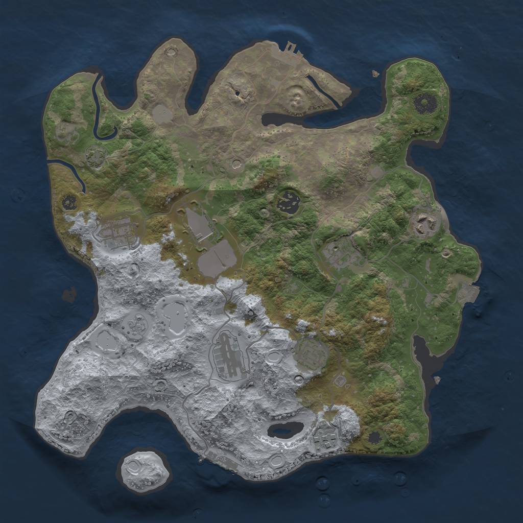 Rust Map: Procedural Map, Size: 3500, Seed: 91269564, 16 Monuments