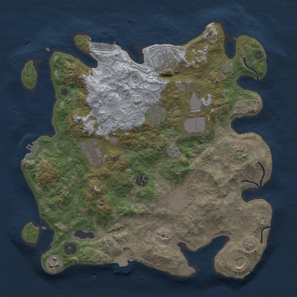 Rust Map: Procedural Map, Size: 3650, Seed: 28406443, 18 Monuments