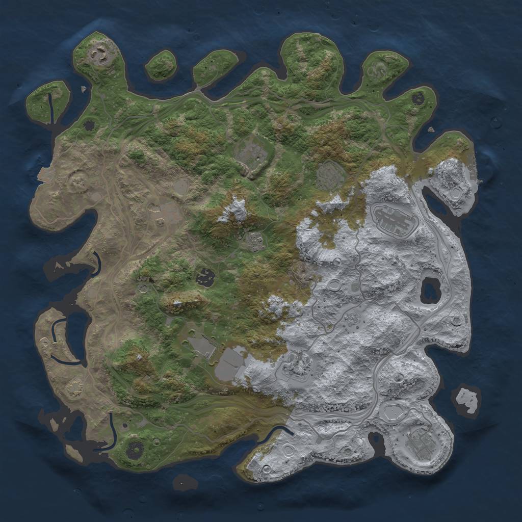Rust Map: Procedural Map, Size: 4250, Seed: 49023232, 17 Monuments