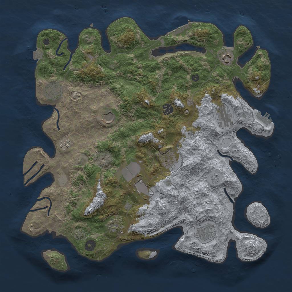 Rust Map: Procedural Map, Size: 3900, Seed: 35099958, 18 Monuments