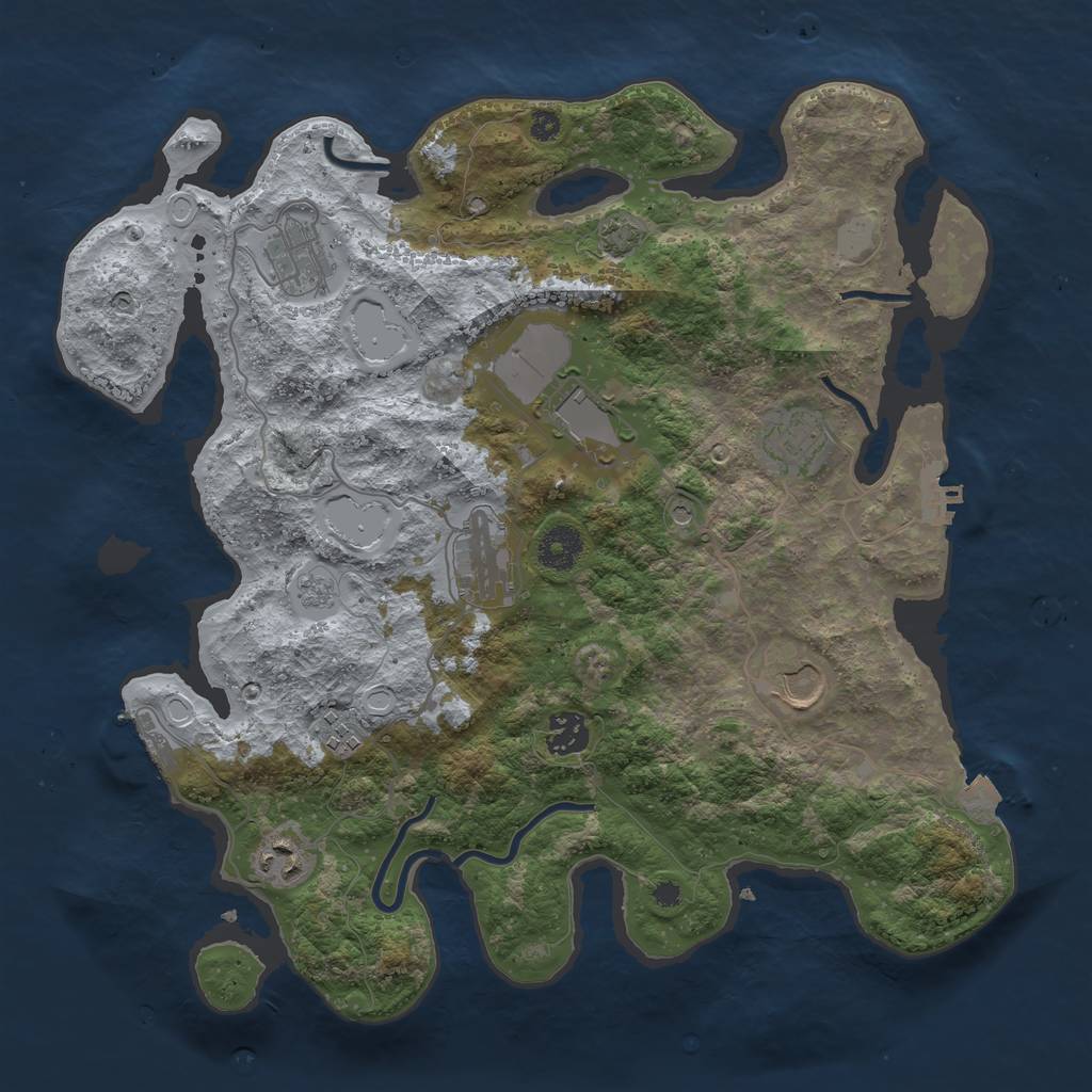 Rust Map: Procedural Map, Size: 3650, Seed: 60139283, 16 Monuments