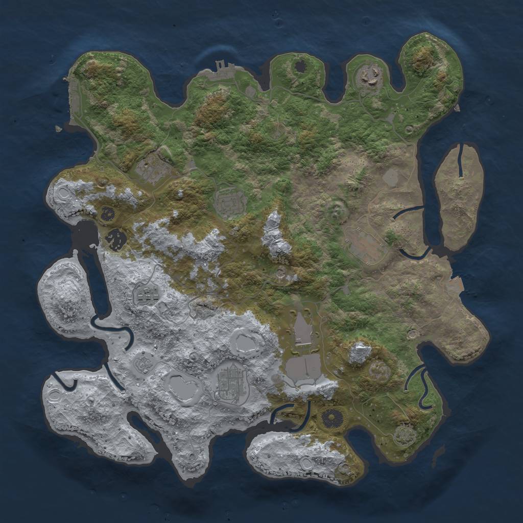 Rust Map: Procedural Map, Size: 3800, Seed: 13393791, 16 Monuments