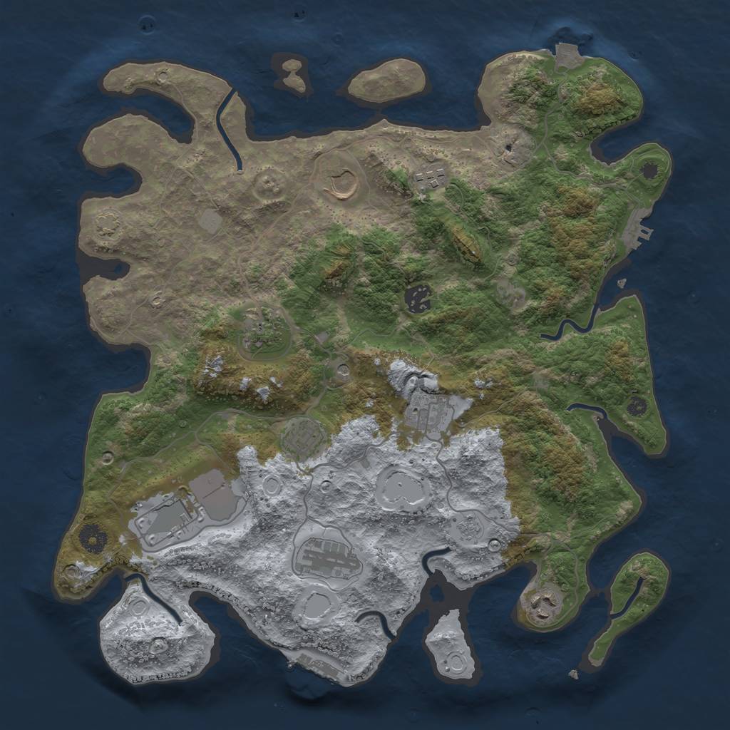Rust Map: Procedural Map, Size: 3800, Seed: 14557226, 17 Monuments