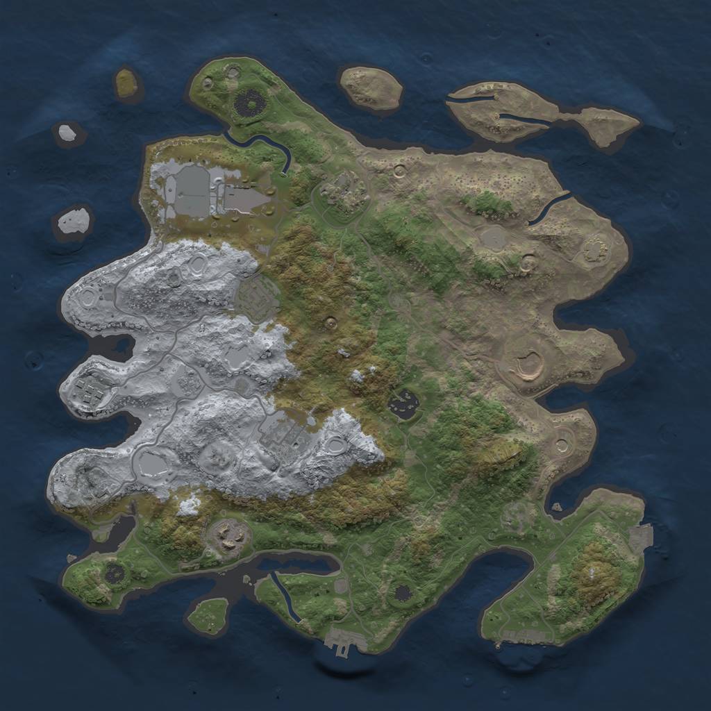 Rust Map: Procedural Map, Size: 3650, Seed: 8075608, 16 Monuments