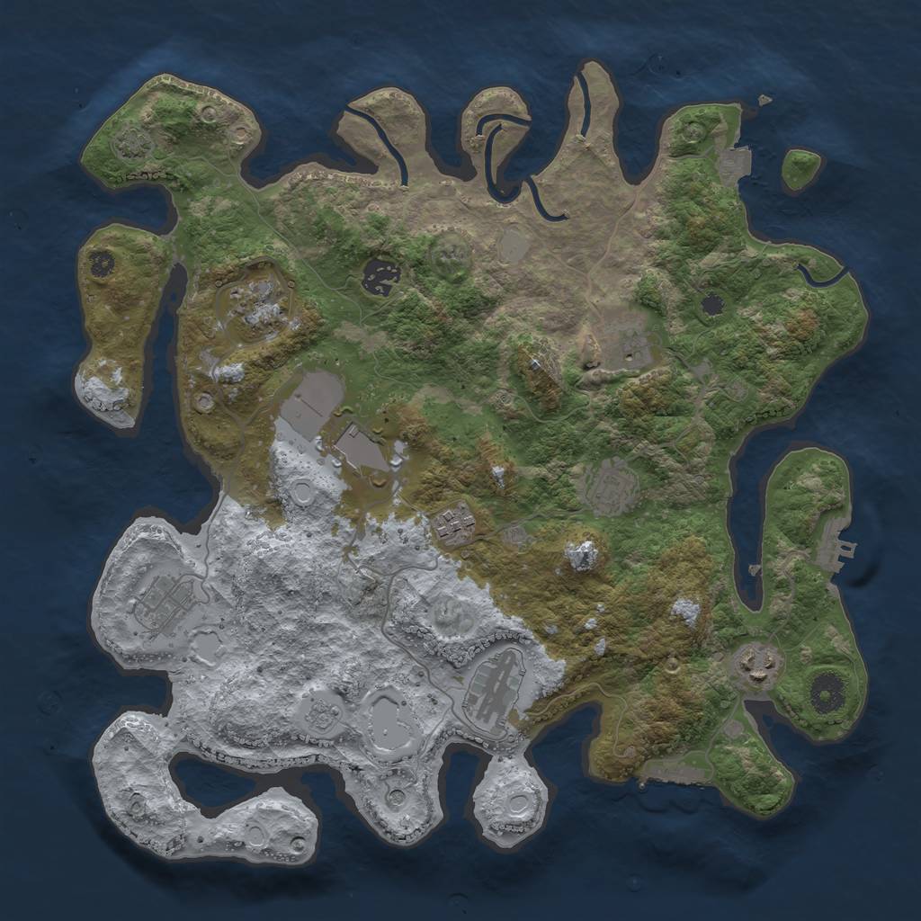 Rust Map: Procedural Map, Size: 3650, Seed: 6170585, 17 Monuments