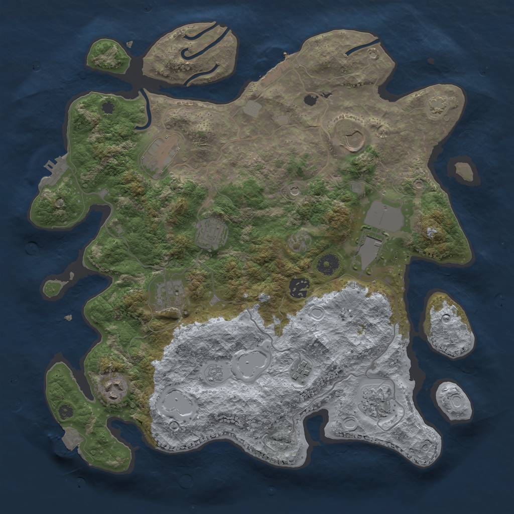 Rust Map: Procedural Map, Size: 3650, Seed: 32246302, 17 Monuments