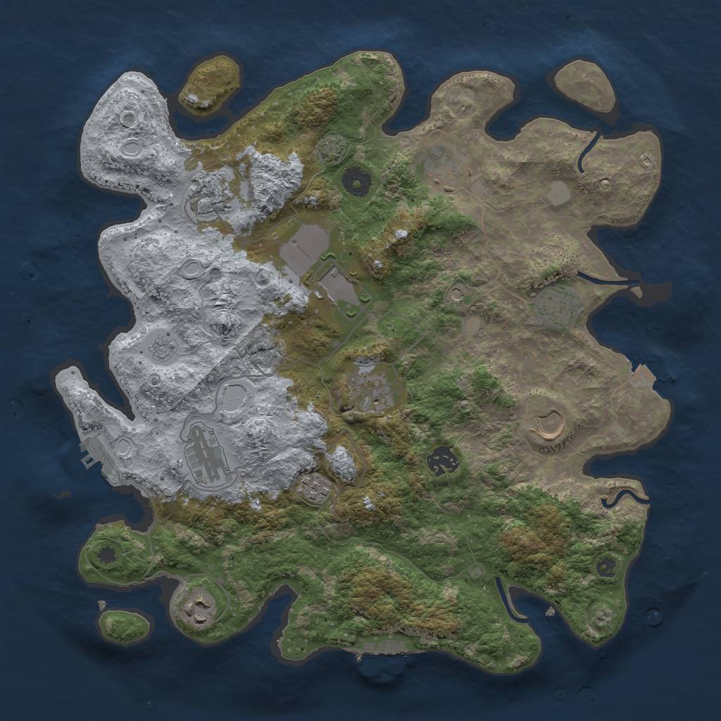 Rust Map: Procedural Map, Size: 3700, Seed: 41281614, 18 Monuments
