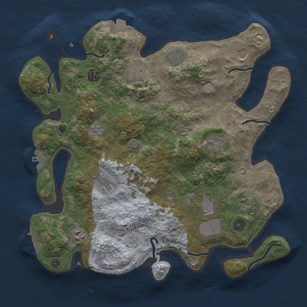 Rust Map: Procedural Map, Size: 3700, Seed: 67029041, 18 Monuments