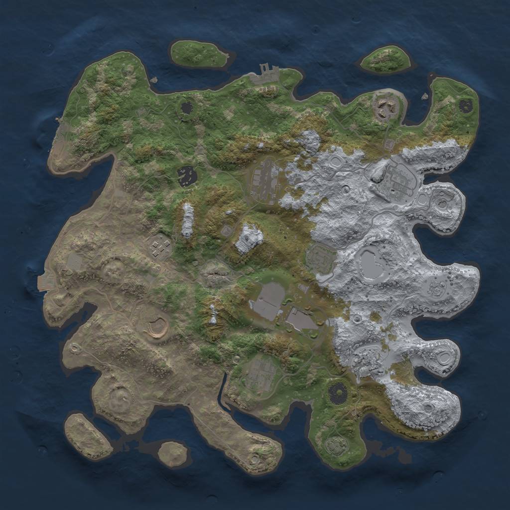 Rust Map: Procedural Map, Size: 3700, Seed: 24101844, 18 Monuments