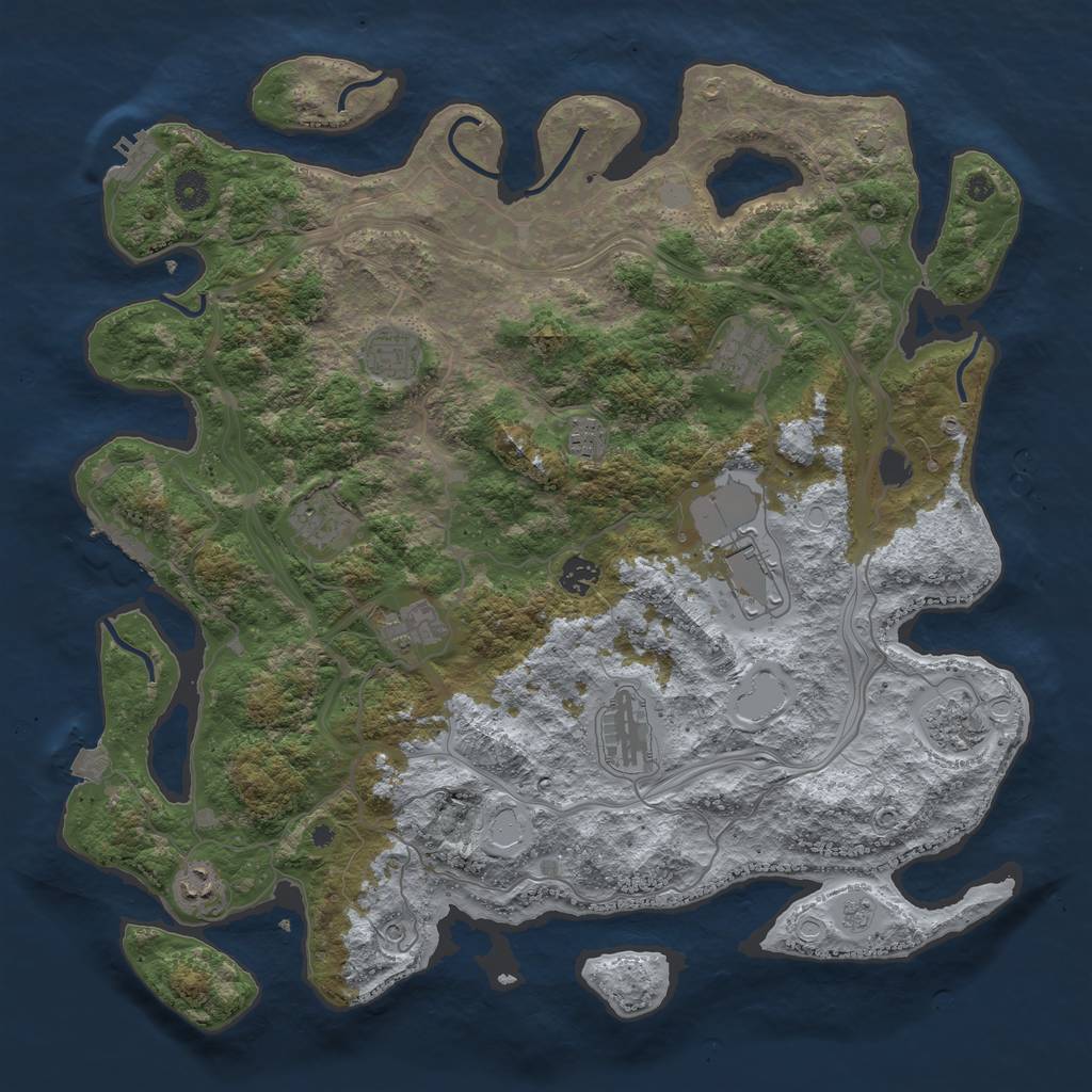 Rust Map: Procedural Map, Size: 4300, Seed: 74035668, 18 Monuments