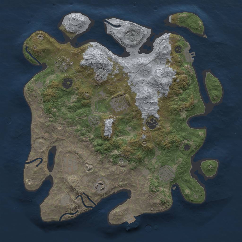 Rust Map: Procedural Map, Size: 3400, Seed: 93421319, 14 Monuments