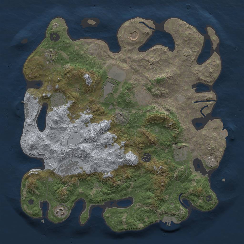 Rust Map: Procedural Map, Size: 3800, Seed: 81692976, 18 Monuments