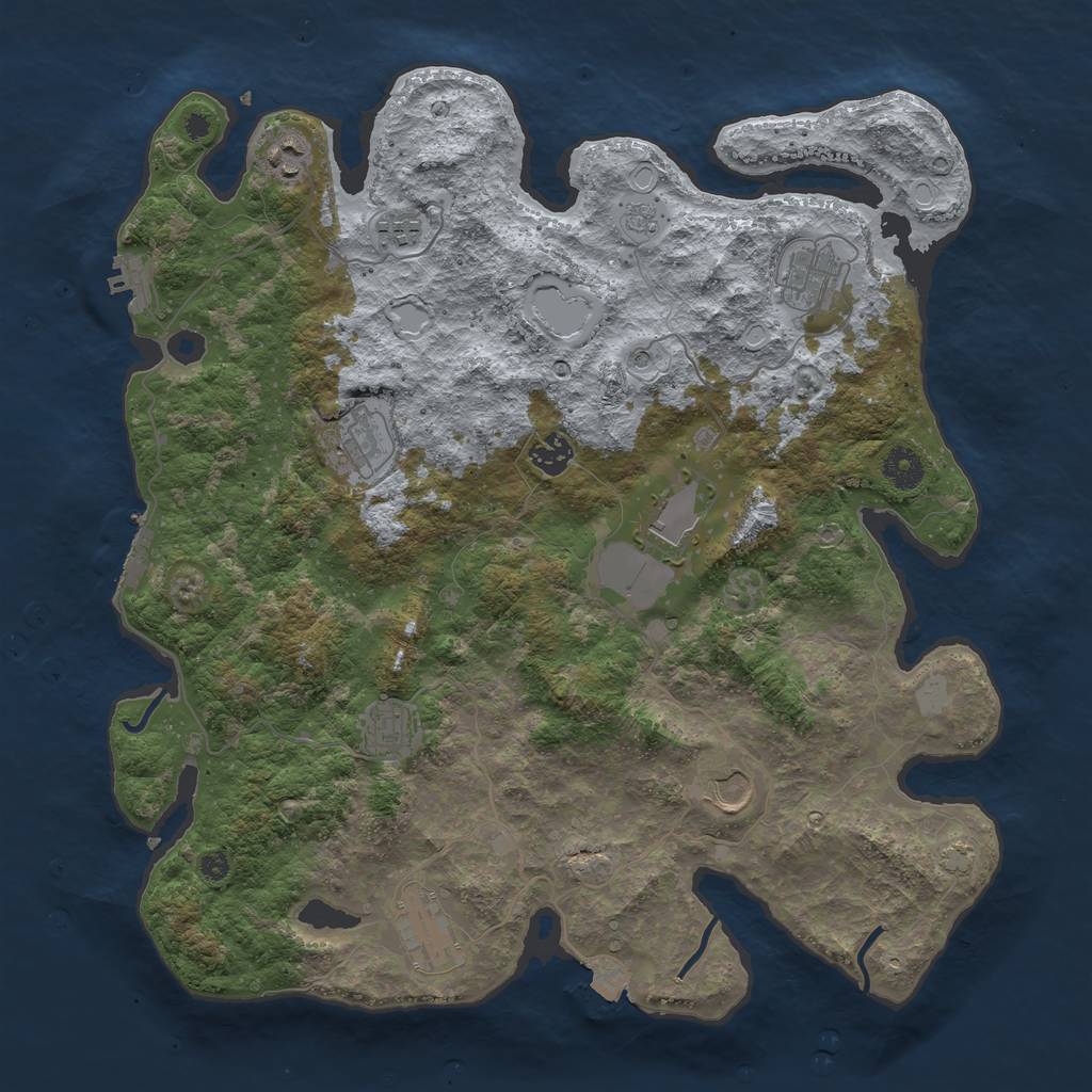 Rust Map: Procedural Map, Size: 3950, Seed: 25824328, 17 Monuments