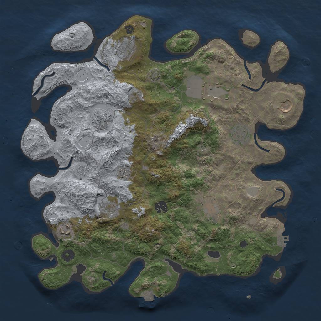 Rust Map: Procedural Map, Size: 3800, Seed: 84481472, 17 Monuments