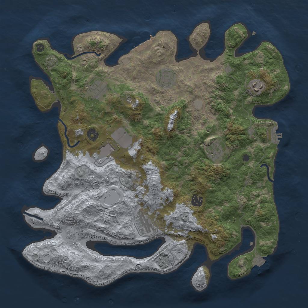 Rust Map: Procedural Map, Size: 3850, Seed: 26804611, 16 Monuments