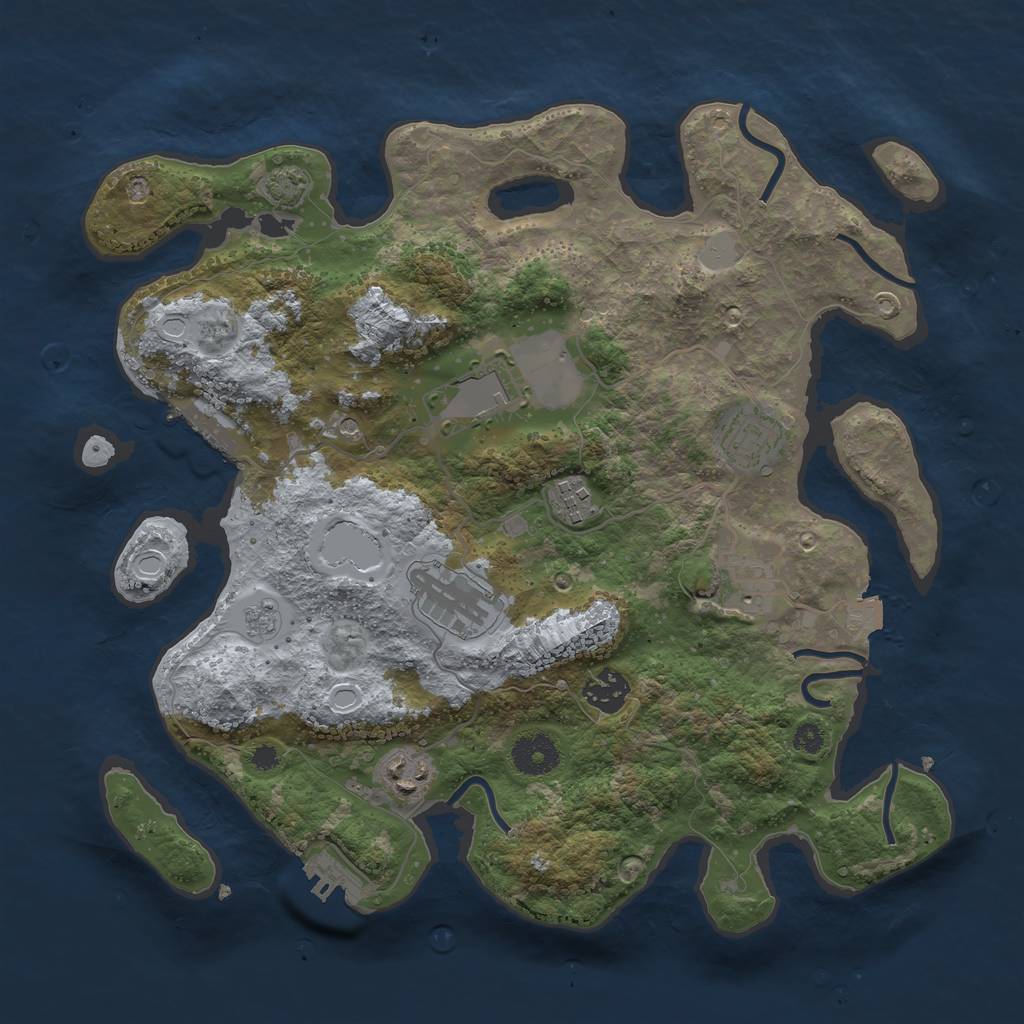 Rust Map: Procedural Map, Size: 3500, Seed: 42157362, 15 Monuments