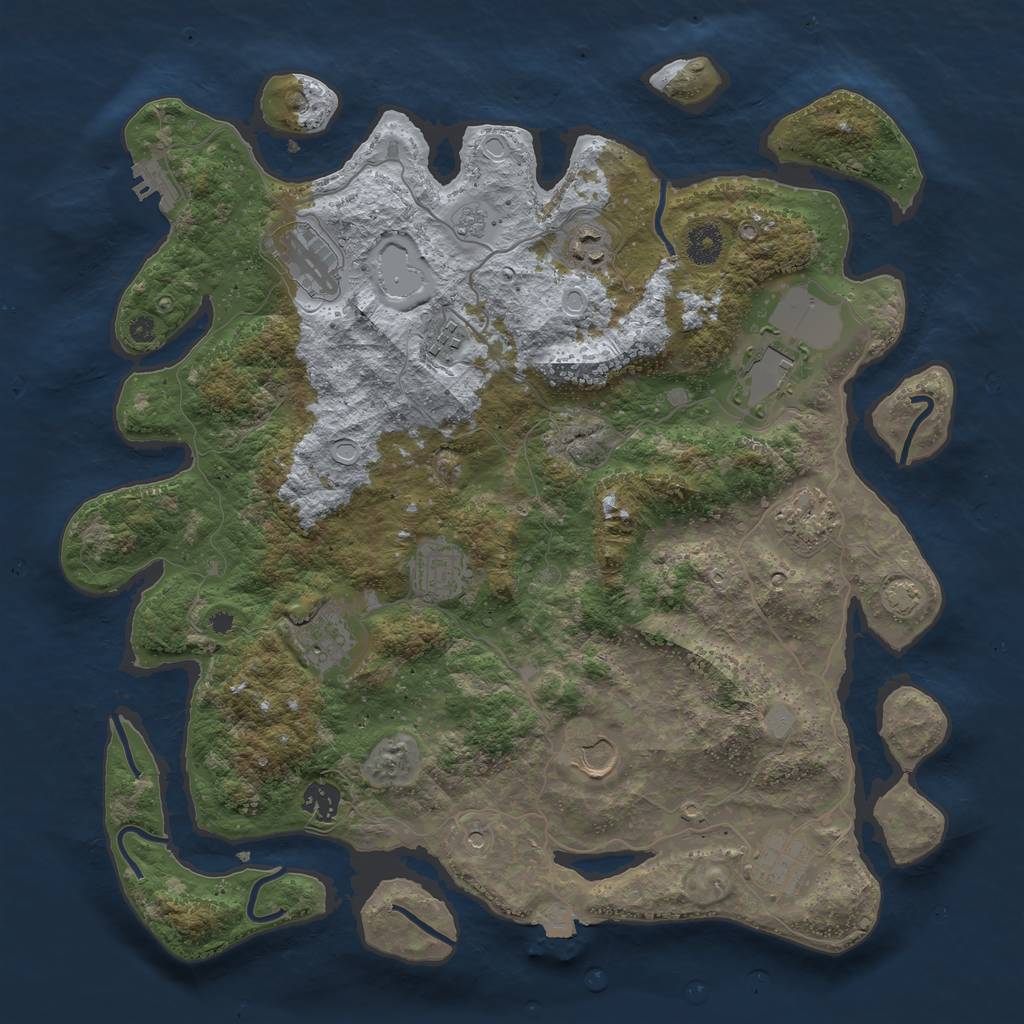 Rust Map: Procedural Map, Size: 3950, Seed: 59292131, 17 Monuments