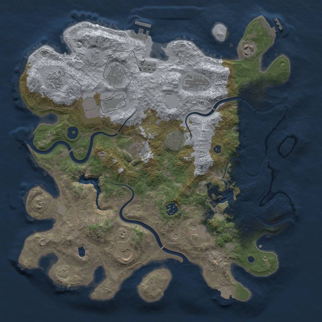 Rust Map: Procedural Map, Size: 4000, Seed: 84432079, 17 Monuments
