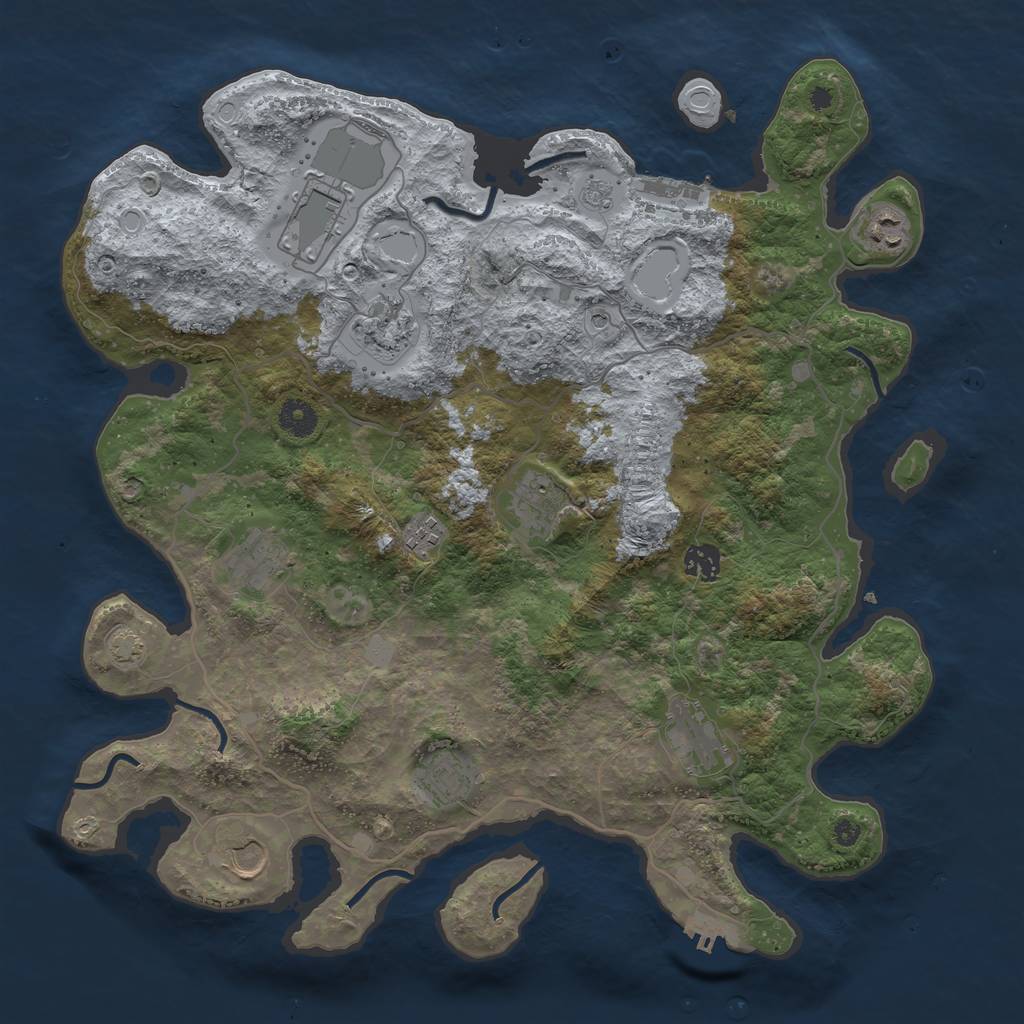 Rust Map: Procedural Map, Size: 4000, Seed: 84432079, 18 Monuments