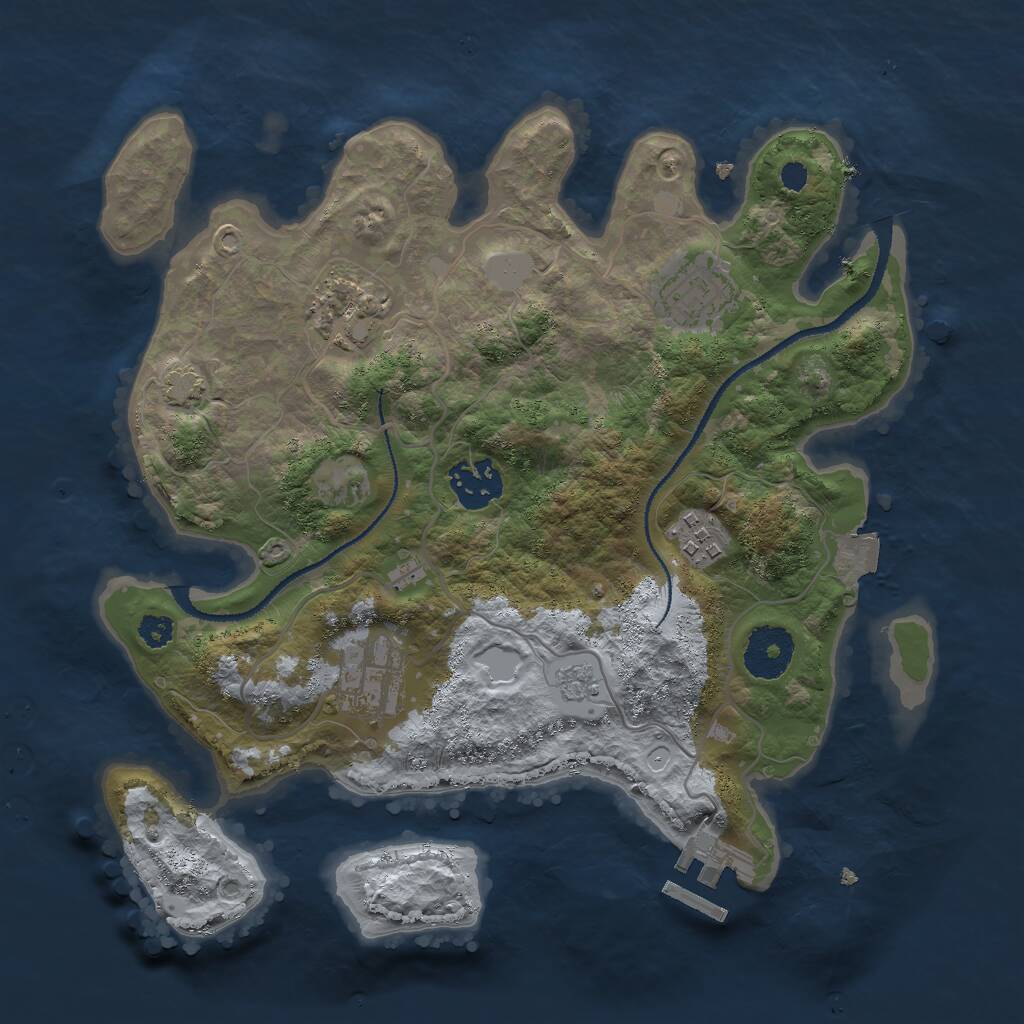 Rust Map: Procedural Map, Size: 3000, Seed: 1232919606, 9 Monuments