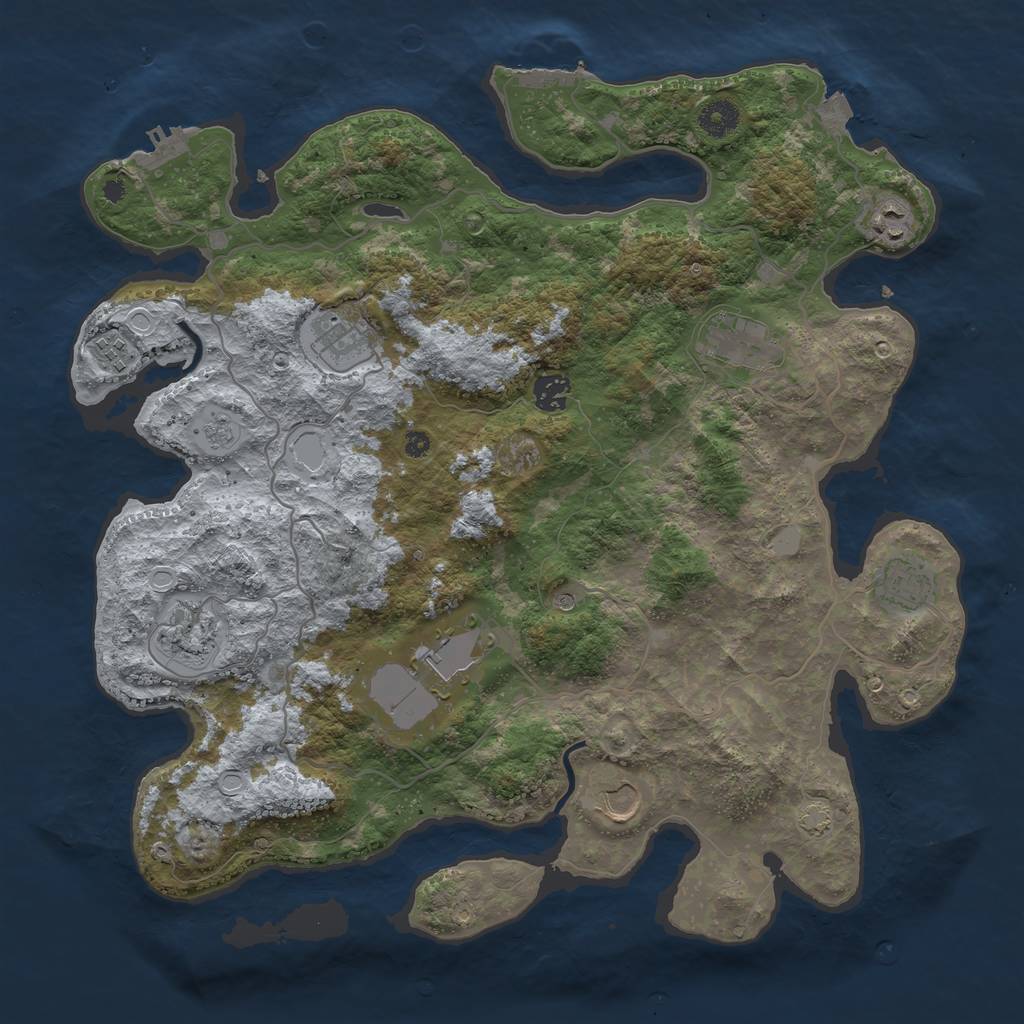 Rust Map: Procedural Map, Size: 4000, Seed: 294521406, 17 Monuments