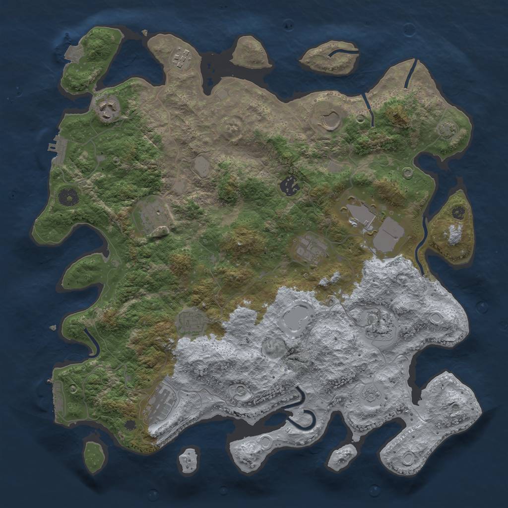Rust Map: Procedural Map, Size: 3950, Seed: 21475359, 18 Monuments