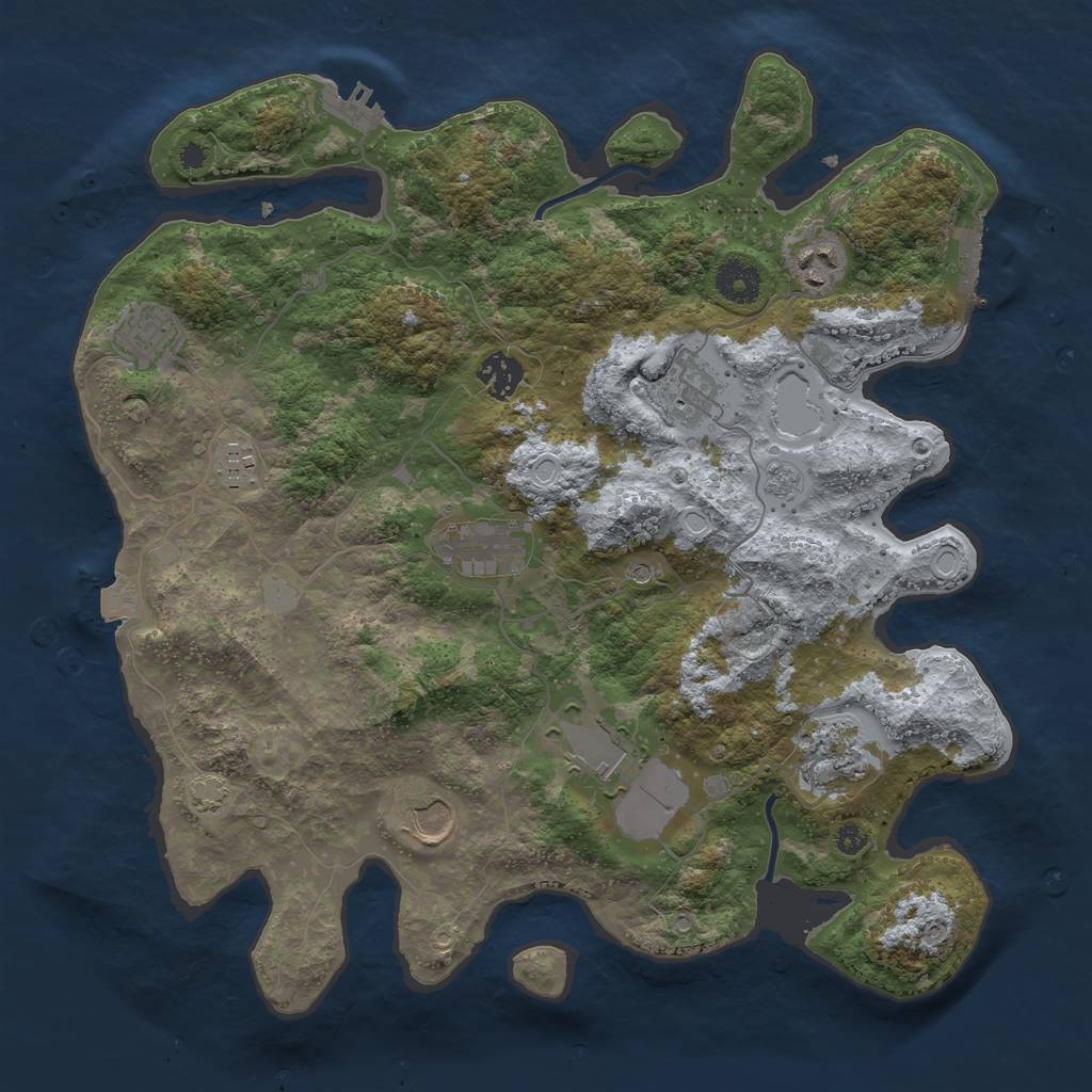 Rust Map: Procedural Map, Size: 3650, Seed: 61817334, 17 Monuments