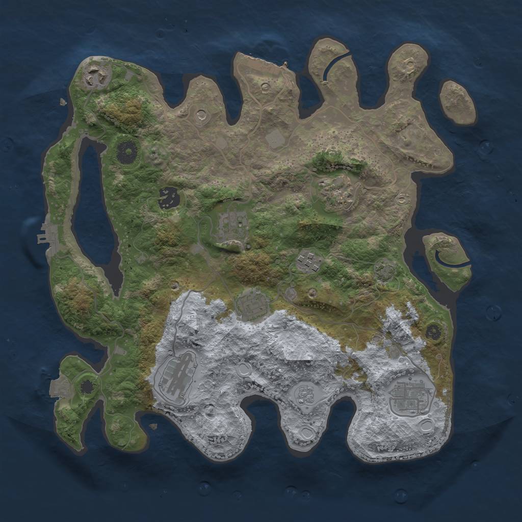 Rust Map: Procedural Map, Size: 3450, Seed: 12903649, 16 Monuments