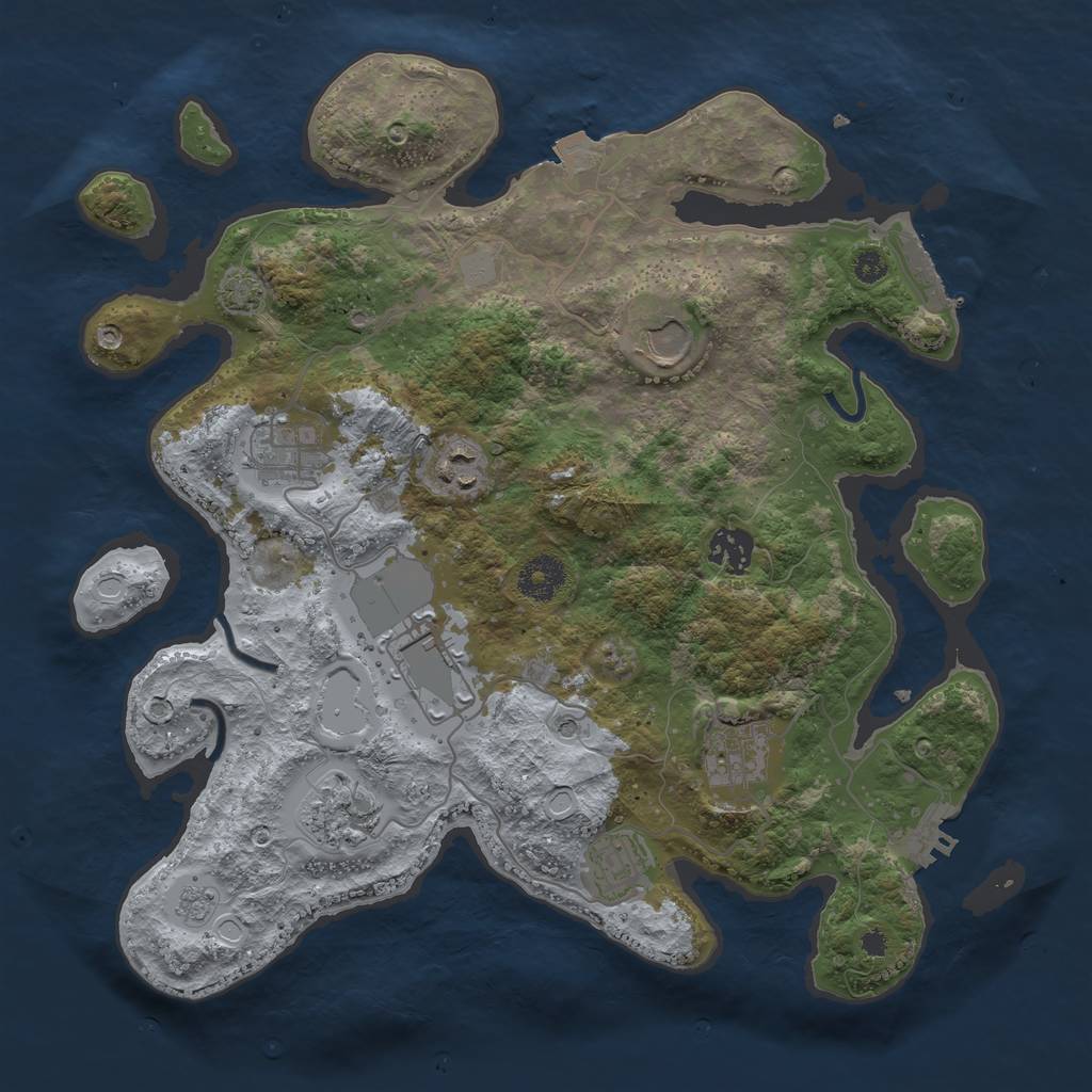 Rust Map: Procedural Map, Size: 3500, Seed: 9231821, 16 Monuments
