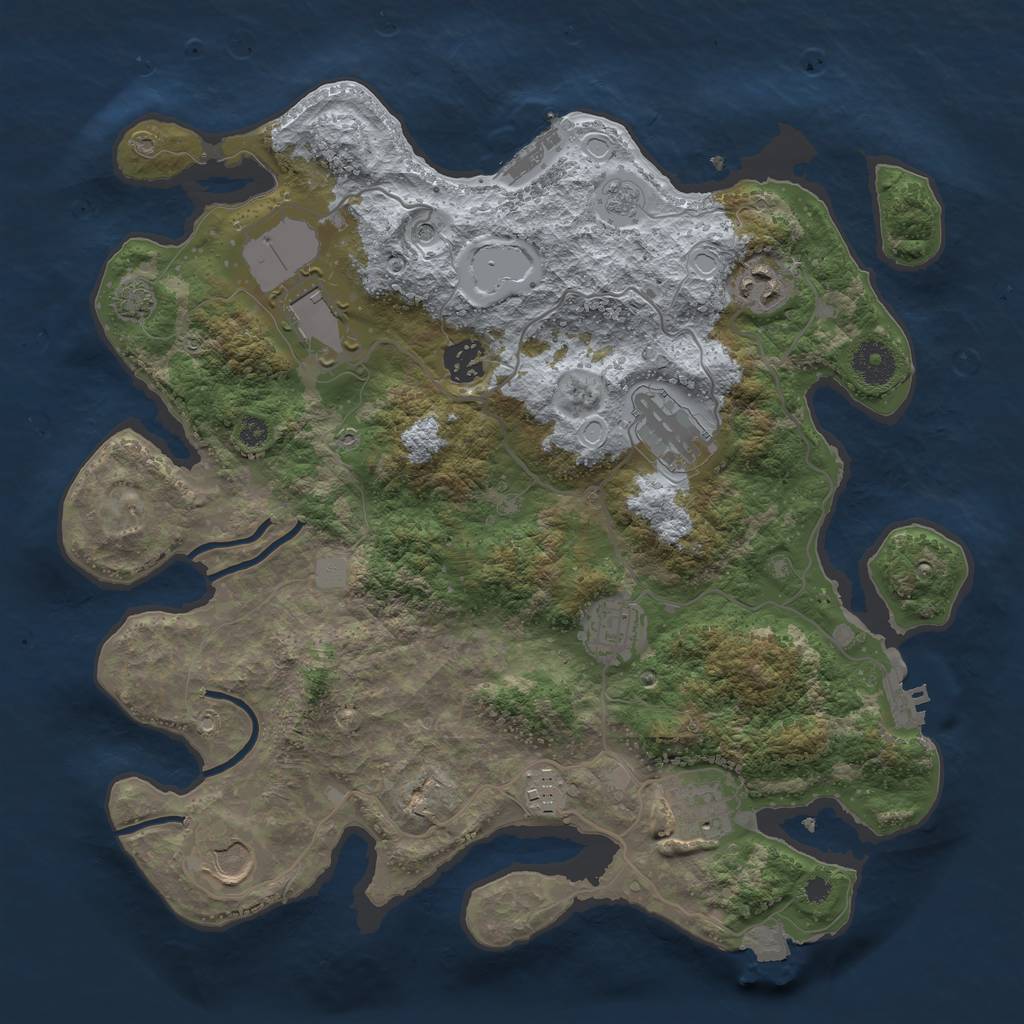 Rust Map: Procedural Map, Size: 3550, Seed: 33528059, 16 Monuments